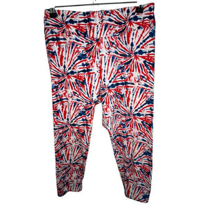 Way To Celebrate Patriotic Tie Dye Fireworks America Cropped Soft Leggings